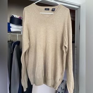 Izod Beige V Neck Lightweight Sweater